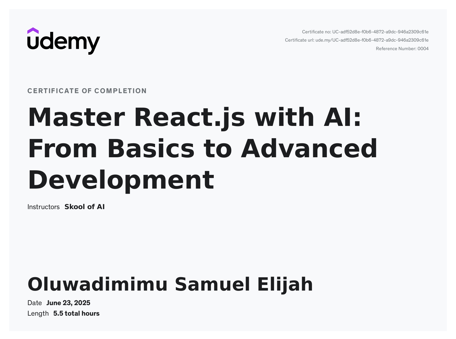 Master React.js with AI: Udemy